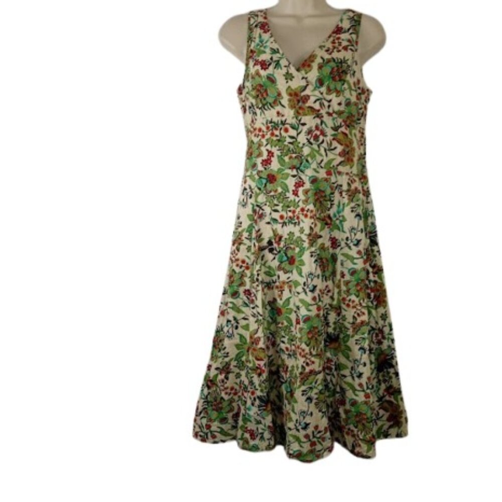 Trucco Womens Andrea Fit & Flare Dress Cream Combo Floral Cotton S
